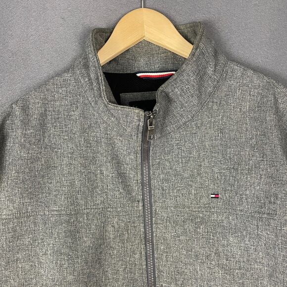 Tommy Hilfiger Jacket Men's XL Heather Gray Mock Neck Full Zip Textured Outdoor - Picture 2 of 16